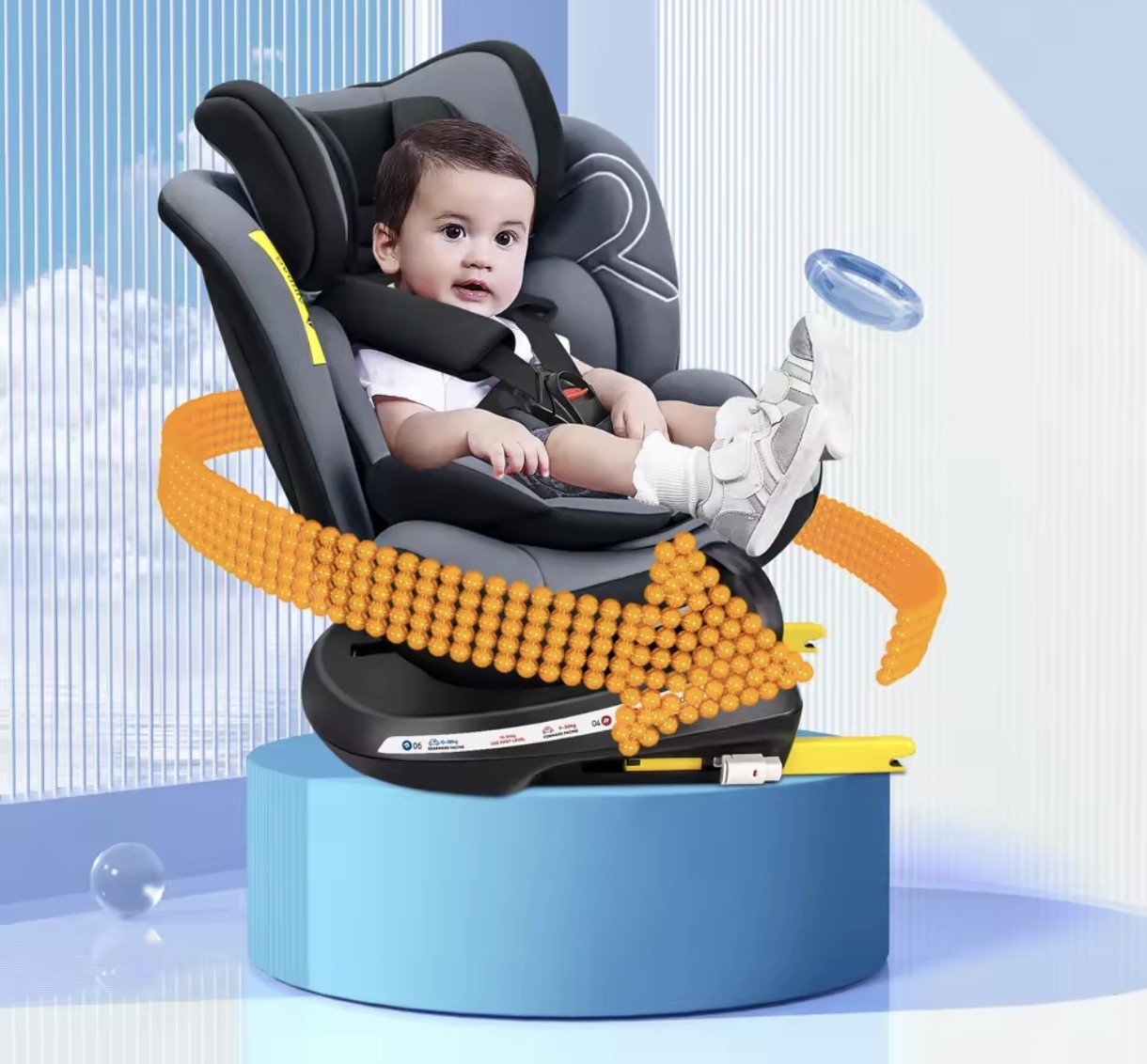 Multi-Stage 360° Swivel Baby Car Seat for Newborns & Toddlers | ISOFIX & Belt Fit, Adjustable Harness