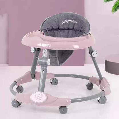 Adjustable Baby Walker with Wheels – Foldable, Portable, and Height Adjustable Infant Walker with Tray for 6–18 Months