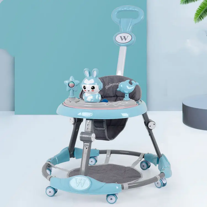 Adjustable Baby Walker with Wheels – Foldable, Portable, and Height Adjustable Infant Walker with Tray for 6–18 Months