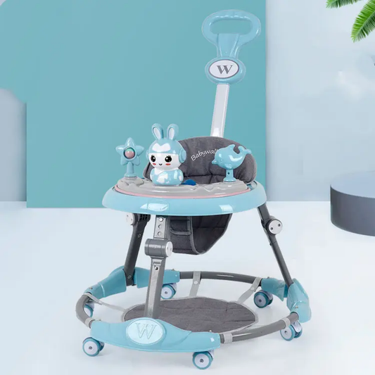 Adjustable Baby Walker with Wheels – Foldable, Portable, and Height Adjustable Infant Walker with Tray for 6–18 Months